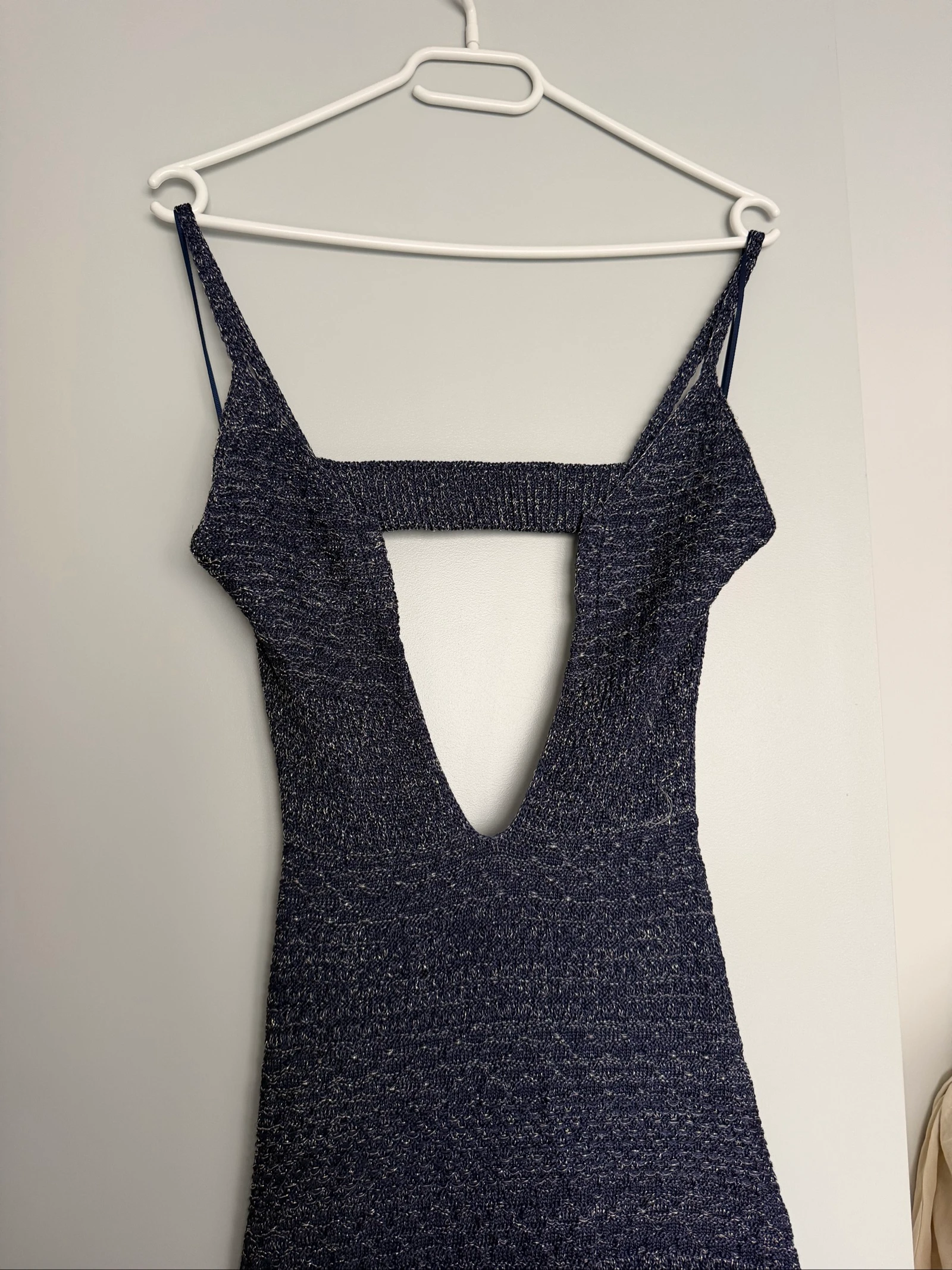 Vestido Zara desconchado azul marino brillante – Talla S – Nuevo – photo 2